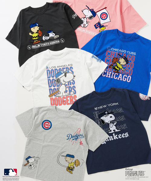 セール】PEANUTS 別注 MLB開幕戦 ベースボール プリントTシャツ（T