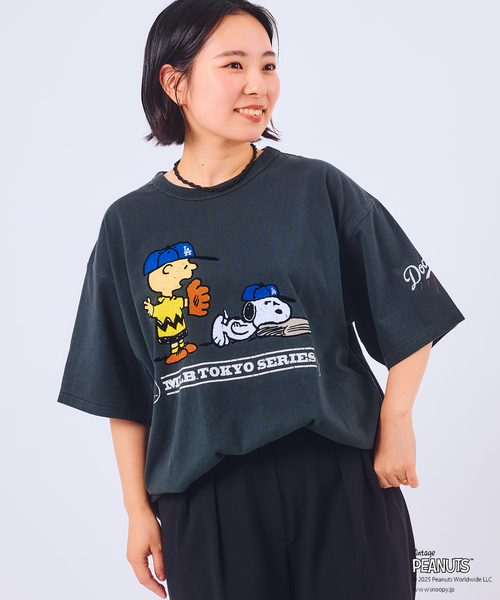セール】PEANUTS 別注 MLB開幕戦 ベースボール プリントTシャツ（T