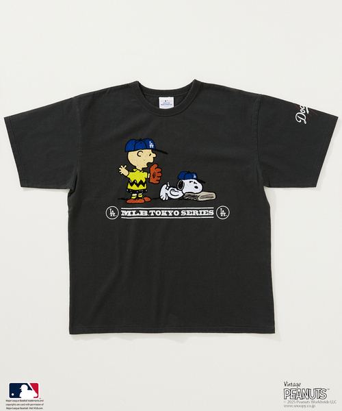 セール】PEANUTS 別注 MLB開幕戦 ベースボール プリントTシャツ（T