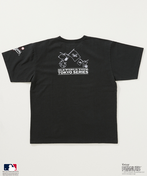 Vintage PEANUTS(ビンテージピーナッツ)の「PEANUTS 別注 MLB開幕戦 ベースボール プリントTシャツ(Tシャツ/カットソー・メンズ・ホワイト/ブラックミックス/ライトグレー・MEDIUM/LARGE)」の9枚目の写真