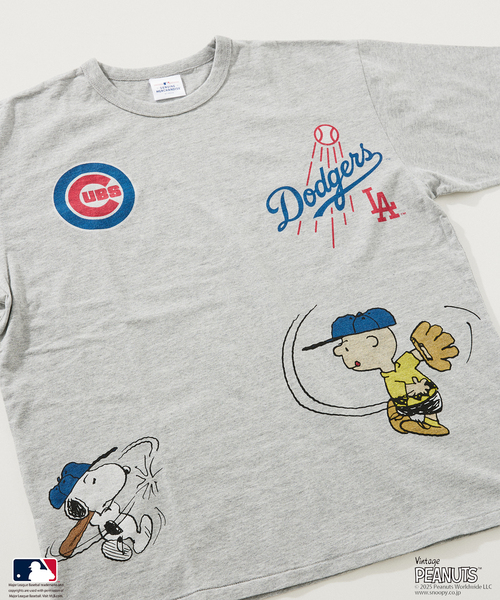 セール】PEANUTS 別注 MLB開幕戦 ベースボール プリントTシャツ（T