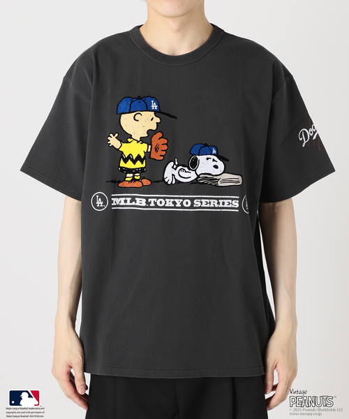 セール】PEANUTS 別注 MLB開幕戦 ベースボール プリントTシャツ（T