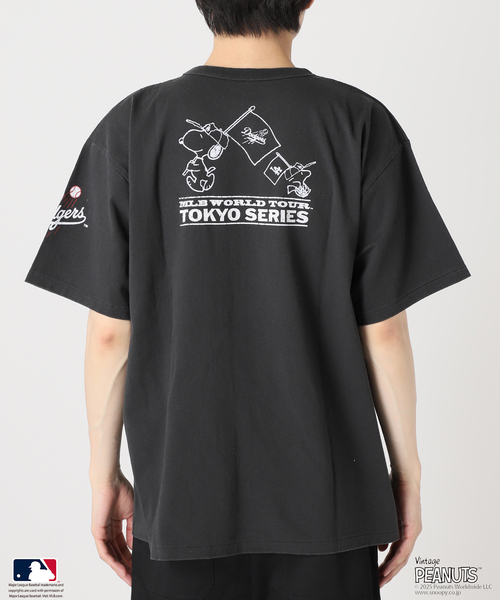 PEANUTS別注　MLB開幕戦ベースボールプリントTシャツ セール】PEANUTS 別注 MLB開幕戦 ベースボール プリントTシャツ（T