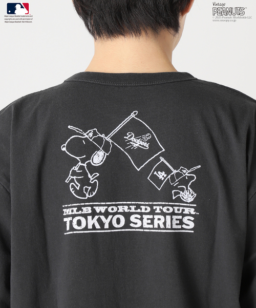 Vintage PEANUTS(ビンテージピーナッツ)の「PEANUTS 別注 MLB開幕戦 ベースボール プリントTシャツ(Tシャツ/カットソー・メンズ・ホワイト/ブラックミックス/ライトグレー・MEDIUM/LARGE)」の20枚目の写真