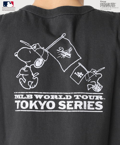 セール】PEANUTS 別注 MLB開幕戦 ベースボール プリントTシャツ（T