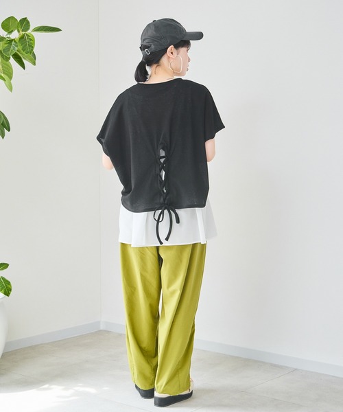 tシャツ 「KATHARINE ROSS」インナー付バックレースアッププルオーバー レディース セール】【KATHARINE ROSS】インナー付バックレースアッププル