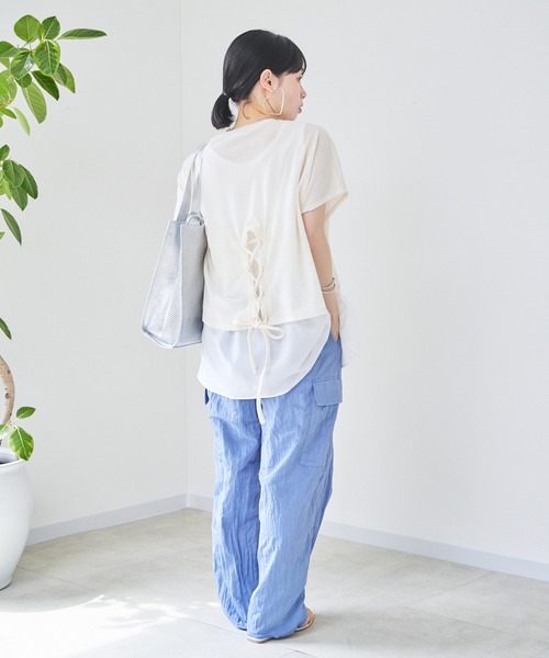 tシャツ 「KATHARINE ROSS」インナー付バックレースアッププルオーバー レディース セール】【KATHARINE ROSS】インナー付バックレースアッププル