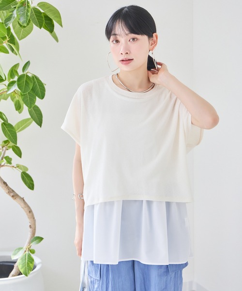 tシャツ 「KATHARINE ROSS」インナー付バックレースアッププルオーバー レディース セール】【KATHARINE ROSS】インナー付バックレースアッププル