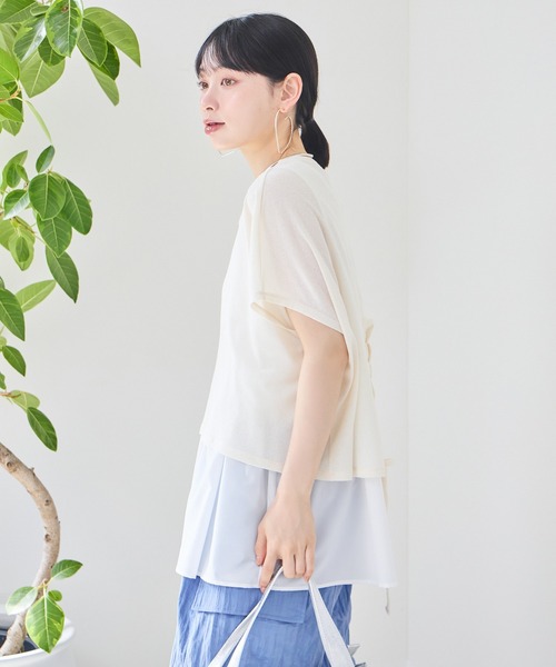 tシャツ 「KATHARINE ROSS」インナー付バックレースアッププルオーバー レディース セール】【KATHARINE ROSS】インナー付バックレースアッププル
