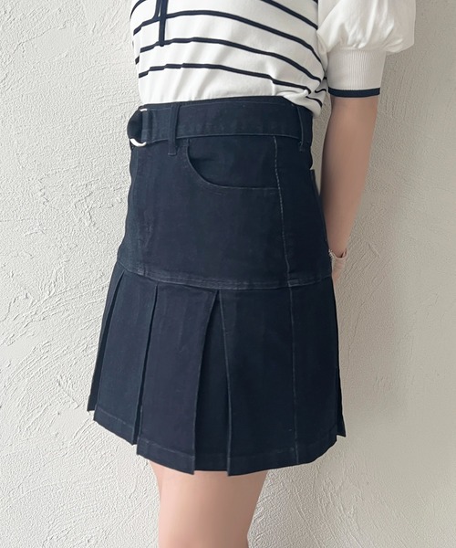 apres jour（アプレジュール）の「ハイウエストベルト付きデニムミニスカート【ZOZOTOWN限定アイテム】（デニムスカート・レディース・ネイビー・マルチサイズ）」の3枚目の写真