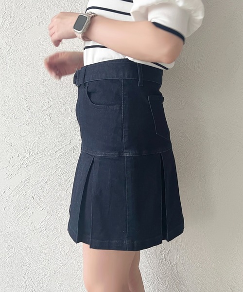 apres jour（アプレジュール）の「ハイウエストベルト付きデニムミニスカート【ZOZOTOWN限定アイテム】（デニムスカート・レディース・ネイビー・マルチサイズ）」の4枚目の写真