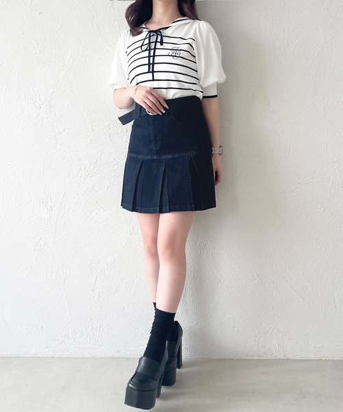apres jour（アプレジュール）の「ハイウエストベルト付きデニムミニスカート【ZOZOTOWN限定アイテム】（デニムスカート・レディース・ネイビー・マルチサイズ）」の6枚目の写真