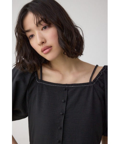AZUL by moussy(アズールバイマウジー)の「2WAYパフスリーブ配色ペプラムブラウス(シャツ/ブラウス・レディース・アイボリー/ブラック/ピンク・FREE)」の17枚目の写真