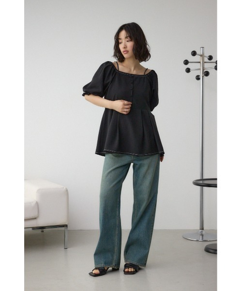 AZUL by moussy(アズールバイマウジー)の「2WAYパフスリーブ配色ペプラムブラウス(シャツ/ブラウス・レディース・アイボリー/ブラック/ピンク・FREE)」の19枚目の写真