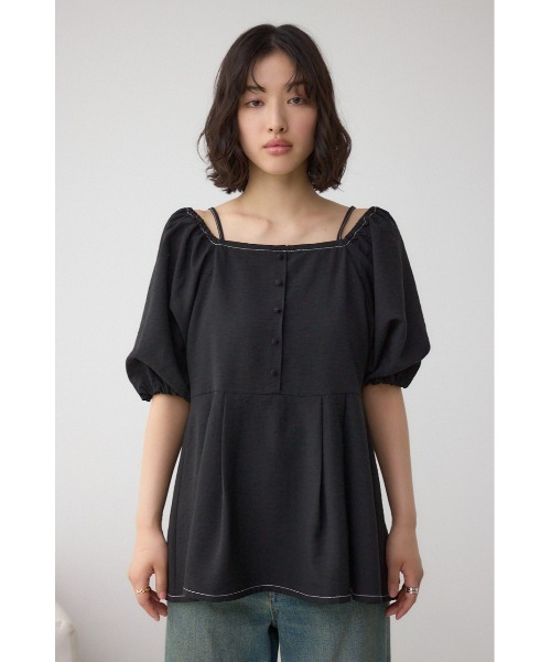 AZUL by moussy(アズールバイマウジー)の「2WAYパフスリーブ配色ペプラムブラウス(シャツ/ブラウス・レディース・アイボリー/ブラック/ピンク・FREE)」の20枚目の写真