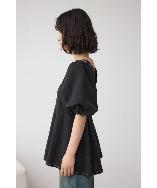 AZUL by moussy(アズールバイマウジー)の「2WAYパフスリーブ配色ペプラムブラウス(シャツ/ブラウス・レディース・アイボリー/ブラック/ピンク・FREE)」の21枚目の写真