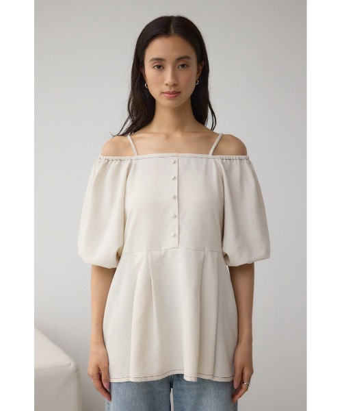 AZUL by moussy(アズールバイマウジー)の「2WAYパフスリーブ配色ペプラムブラウス(シャツ/ブラウス・レディース・アイボリー/ブラック/ピンク・FREE)」の7枚目の写真
