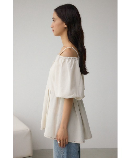 AZUL by moussy(アズールバイマウジー)の「2WAYパフスリーブ配色ペプラムブラウス(シャツ/ブラウス・レディース・アイボリー/ブラック/ピンク・FREE)」の8枚目の写真