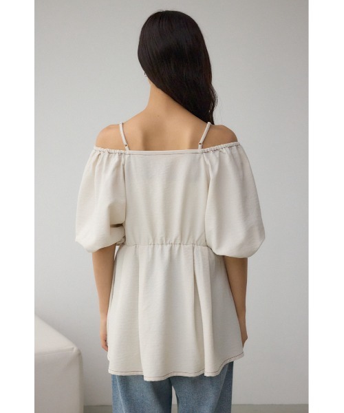 AZUL by moussy(アズールバイマウジー)の「2WAYパフスリーブ配色ペプラムブラウス(シャツ/ブラウス・レディース・アイボリー/ブラック/ピンク・FREE)」の9枚目の写真
