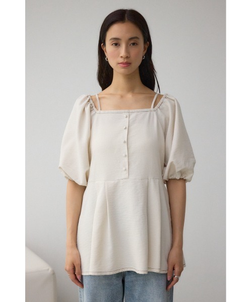 AZUL by moussy(アズールバイマウジー)の「2WAYパフスリーブ配色ペプラムブラウス(シャツ/ブラウス・レディース・アイボリー/ブラック/ピンク・FREE)」の15枚目の写真