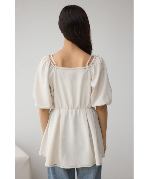 AZUL by moussy(アズールバイマウジー)の「2WAYパフスリーブ配色ペプラムブラウス(シャツ/ブラウス・レディース・アイボリー/ブラック/ピンク・FREE)」の16枚目の写真