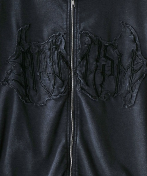 SITRY(シトリー)の「Grunge Style Sweat Hoodie/グランジ ヴィンテージライク ダブルジップ オーバーサイズ 裏毛 半袖 フルジップパーカー フーディー パーカー スウェット レディース メンズ(パーカー・メンズ・チャコール/カーキ・L/M)」の8枚目の写真