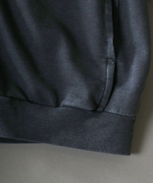 SITRY(シトリー)の「Grunge Style Sweat Hoodie/グランジ ヴィンテージライク ダブルジップ オーバーサイズ 裏毛 半袖 フルジップパーカー フーディー パーカー スウェット レディース メンズ(パーカー・メンズ・チャコール/カーキ・L/M)」の12枚目の写真