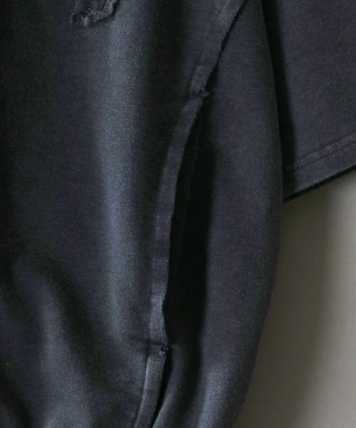 SITRY(シトリー)の「Grunge Style Sweat Hoodie/グランジ ヴィンテージライク ダブルジップ オーバーサイズ 裏毛 半袖 フルジップパーカー フーディー パーカー スウェット レディース メンズ(パーカー・メンズ・チャコール/カーキ・L/M)」の11枚目の写真