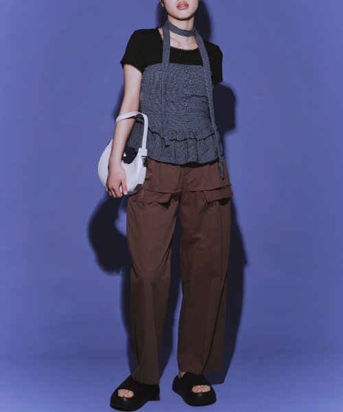 duei（デュイ）の「チョーカー付きチェックフリルベアビスチェ（チューブトップ・レディース・ホワイト/ネイビー・FREE）」の6枚目の写真