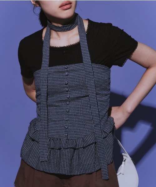 duei（デュイ）の「チョーカー付きチェックフリルベアビスチェ（チューブトップ・レディース・ホワイト/ネイビー・FREE）」の18枚目の写真