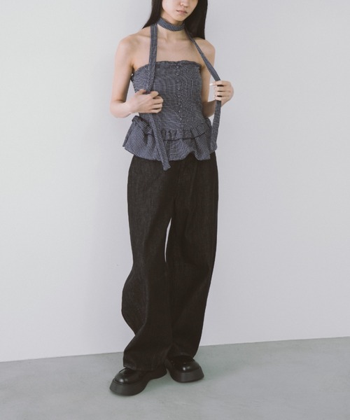 duei（デュイ）の「チョーカー付きチェックフリルベアビスチェ（チューブトップ・レディース・ホワイト/ネイビー・FREE）」の13枚目の写真