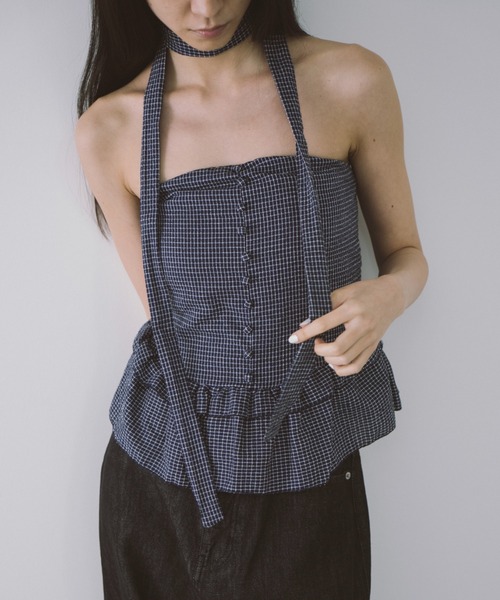 duei（デュイ）の「チョーカー付きチェックフリルベアビスチェ（チューブトップ・レディース・ホワイト/ネイビー・FREE）」の12枚目の写真