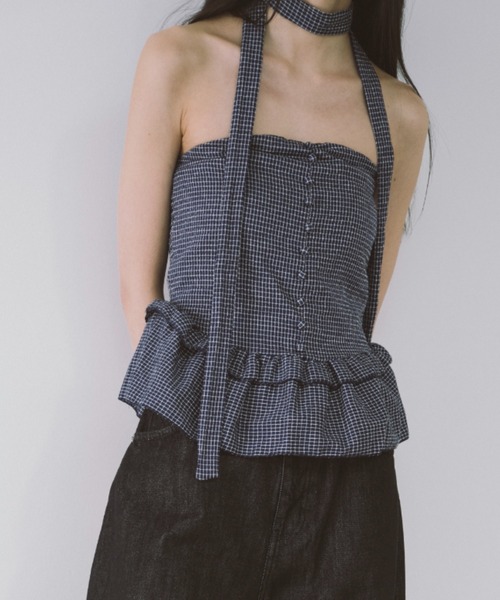 duei（デュイ）の「チョーカー付きチェックフリルベアビスチェ（チューブトップ・レディース・ホワイト/ネイビー・FREE）」の15枚目の写真