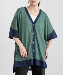 配色スラブカットソーカーディガン