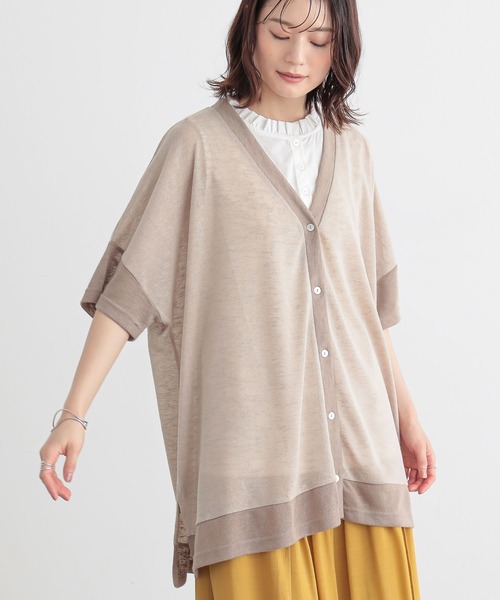 n'OrLABEL(ノアールレーベル)の「配色スラブカットソーカーディガン(カーディガン/ボレロ・レディース・ブラック/ブルー/ベージュ/グリーン・FREE)」の6枚目の写真