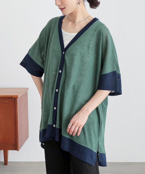 n'OrLABEL(ノアールレーベル)の「配色スラブカットソーカーディガン(カーディガン/ボレロ・レディース・ブラック/ブルー/ベージュ/グリーン・FREE)」の22枚目の写真