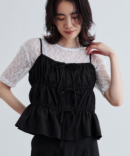 GALLEST(ギャレスト)の「【セットアップ可能】スクエアサッカービスチェ【洗える/カセット服】(タンクトップ・レディース・カーキ/ブラック・38)」の2枚目の写真