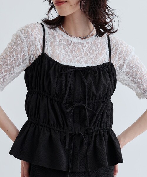 GALLEST(ギャレスト)の「【セットアップ可能】スクエアサッカービスチェ【洗える/カセット服】(タンクトップ・レディース・カーキ/ブラック・38)」の5枚目の写真