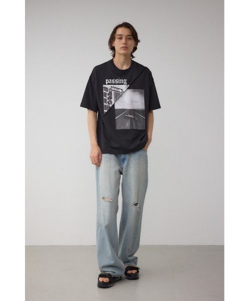 AZUL by moussy（アズールバイマウジー）の「フォト切り替えTシャツ（Tシャツ/カットソー・メンズ・オフホワイト/ブルー/ブラック/ライトイエロー・LARGE/MEDIUM）」の18枚目の写真