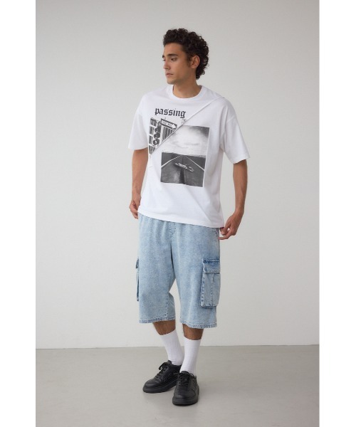 AZUL by moussy（アズールバイマウジー）の「フォト切り替えTシャツ（Tシャツ/カットソー・メンズ・オフホワイト/ブルー/ブラック/ライトイエロー・LARGE/MEDIUM）」の9枚目の写真