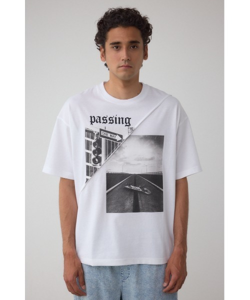 AZUL by moussy（アズールバイマウジー）の「フォト切り替えTシャツ（Tシャツ/カットソー・メンズ・オフホワイト/ブルー/ブラック/ライトイエロー・LARGE/MEDIUM）」の10枚目の写真