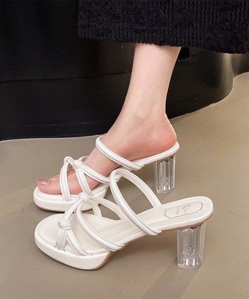 Miniministore(ミニミニストア)の「クロスストラップサンダルクリアヒール夏靴(サンダル・レディース・アイボリー/シルバー・24.5cm/24.0cm/22.5cm/23.5cm/23.0cm)」の6枚目の写真