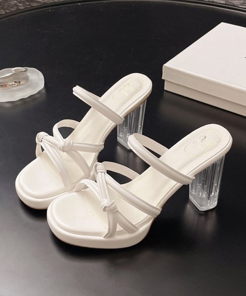 Miniministore(ミニミニストア)の「クロスストラップサンダルクリアヒール夏靴(サンダル・レディース・アイボリー/シルバー・24.5cm/24.0cm/22.5cm/23.5cm/23.0cm)」の7枚目の写真