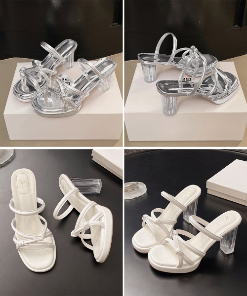 Miniministore(ミニミニストア)の「クロスストラップサンダルクリアヒール夏靴(サンダル・レディース・アイボリー/シルバー・24.5cm/24.0cm/22.5cm/23.5cm/23.0cm)」の9枚目の写真