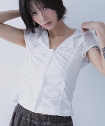 SETSETSET（セットセットセット）の「A'GEM/9 × .kom 『SETSETSET/セットセットセット』 MIDSUMMER SHIRRING HOODED SHIRT/ミッドサマー シャーリング　フードシャツ（その他トップス）」