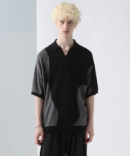 HARE(ハレ)の「ウェーブハイショクニットポロ(HARE)(ニット/セーター・メンズ・ブラック系その他/ホワイト系その他・FREE)」の5枚目の写真