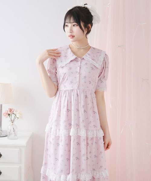 DearMyLoveRose(ディアマイラブローズ)の「選べる柄ティアードレースワンピース【大きいサイズ有り】(ワンピース・レディース・ベビーピンク/ブラック/チェック・3L/LL/LARGE/MEDIUM)」の3枚目の写真