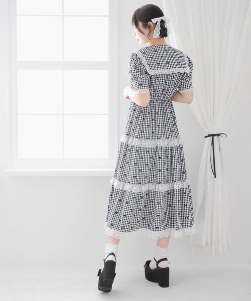 DearMyLoveRose(ディアマイラブローズ)の「選べる柄ティアードレースワンピース【大きいサイズ有り】(ワンピース・レディース・ベビーピンク/ブラック/チェック・3L/LL/LARGE/MEDIUM)」の5枚目の写真