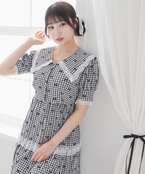 DearMyLoveRose(ディアマイラブローズ)の「選べる柄ティアードレースワンピース【大きいサイズ有り】(ワンピース・レディース・ベビーピンク/ブラック/チェック・3L/LL/LARGE/MEDIUM)」の7枚目の写真