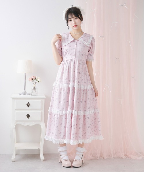 DearMyLoveRose(ディアマイラブローズ)の「選べる柄ティアードレースワンピース【大きいサイズ有り】(ワンピース・レディース・ベビーピンク/ブラック/チェック・3L/LL/LARGE/MEDIUM)」の11枚目の写真